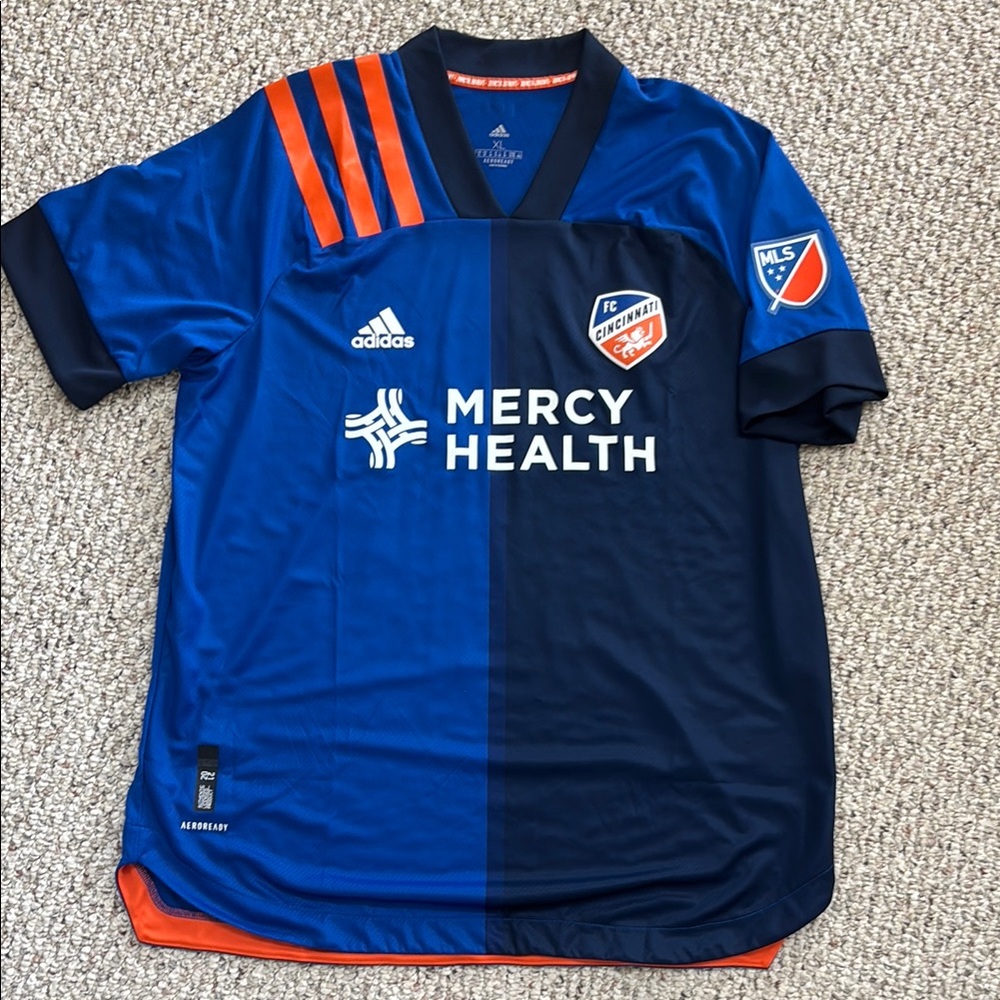 Adidas Blue and Orange FC Cincinnati Jersey